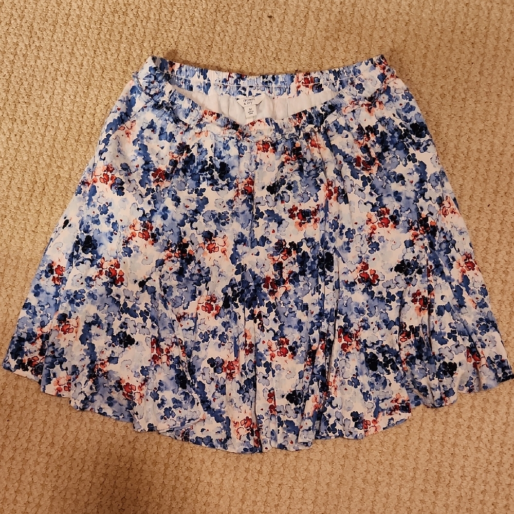 Crown & Ivy Blue and Pink A-Line Mini Skirt